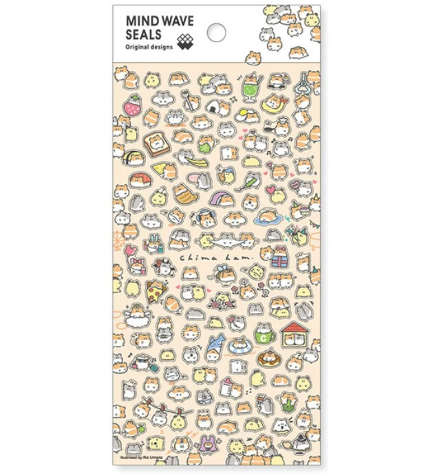 Colorful Mind Wave mini stickers featuring cute original designs made in Japan.