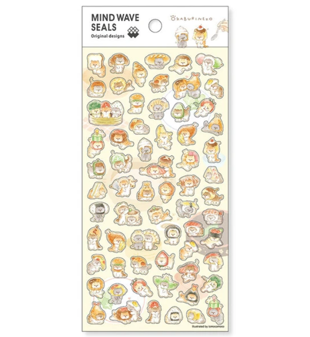 Colorful Mind Wave mini stickers made in Japan featuring cute animal designs and characters.