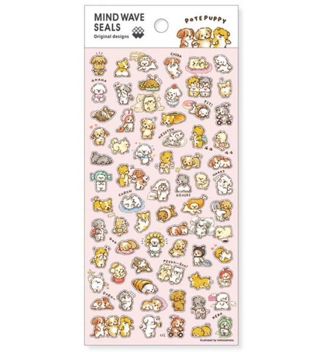 Colorful Mind Wave mini stickers featuring cute animal designs, perfect for creative projects, made in Japan.