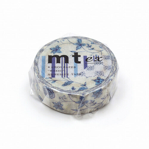 mt masking tape washi tape ozdobna taśma w kwiaty niebieska 15mmx7m
