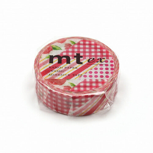 mt masking tape washi tape ozdobna taśma w kwiaty czerwona różowa 15mmx7m