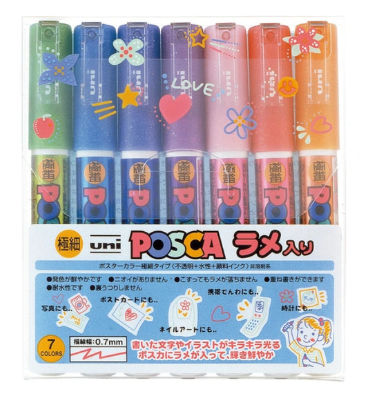 POSCA Marker zestaw 7 brokatowych markerów zakreślaczy
