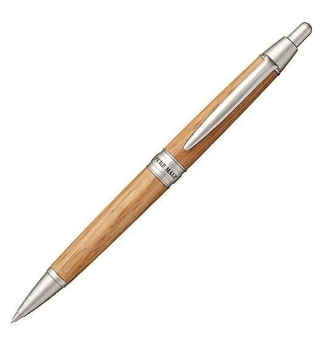 Uni-ball Mitsubishi Pure Malt – długopis z drewna beczek po whiskey, czarny tusz 0.7 mm